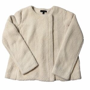 Banana Republic Cream Boucle Sherpa Moto Jacket Shirt size medium